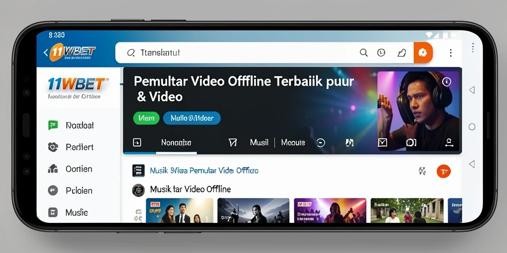 Antarmuka aplikasi 11WBET yang menarik untuk Pemutar Video Offline.