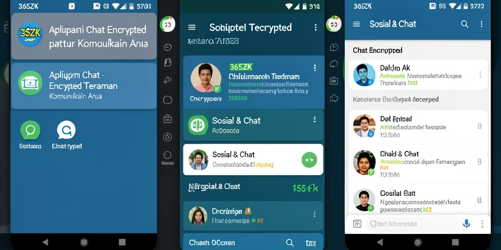 Antarmuka aplikasi Chat Encrypted 365ZK yang modern dan ramah pengguna.