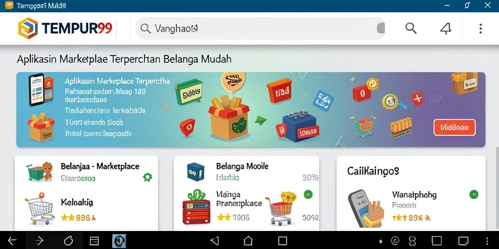 Antarmuka aplikasi TEMPUR99 menampilkan fitur-fitur Marketplace yang lengkap dan mudah digunakan.