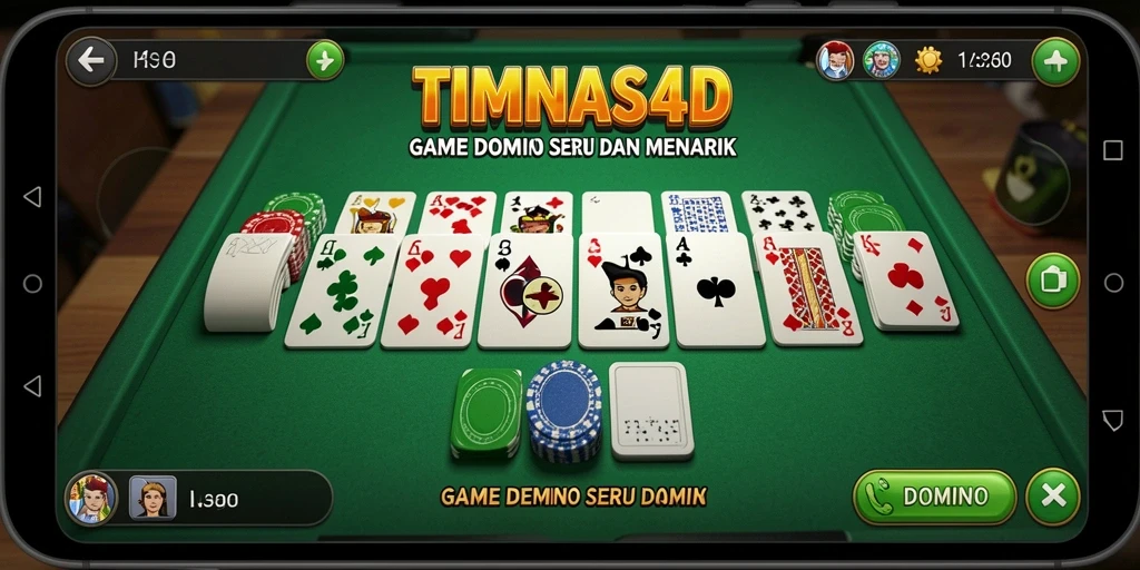 Antarmuka menarik dan fungsional dari TIMNAS4D saat bermain Domino.
